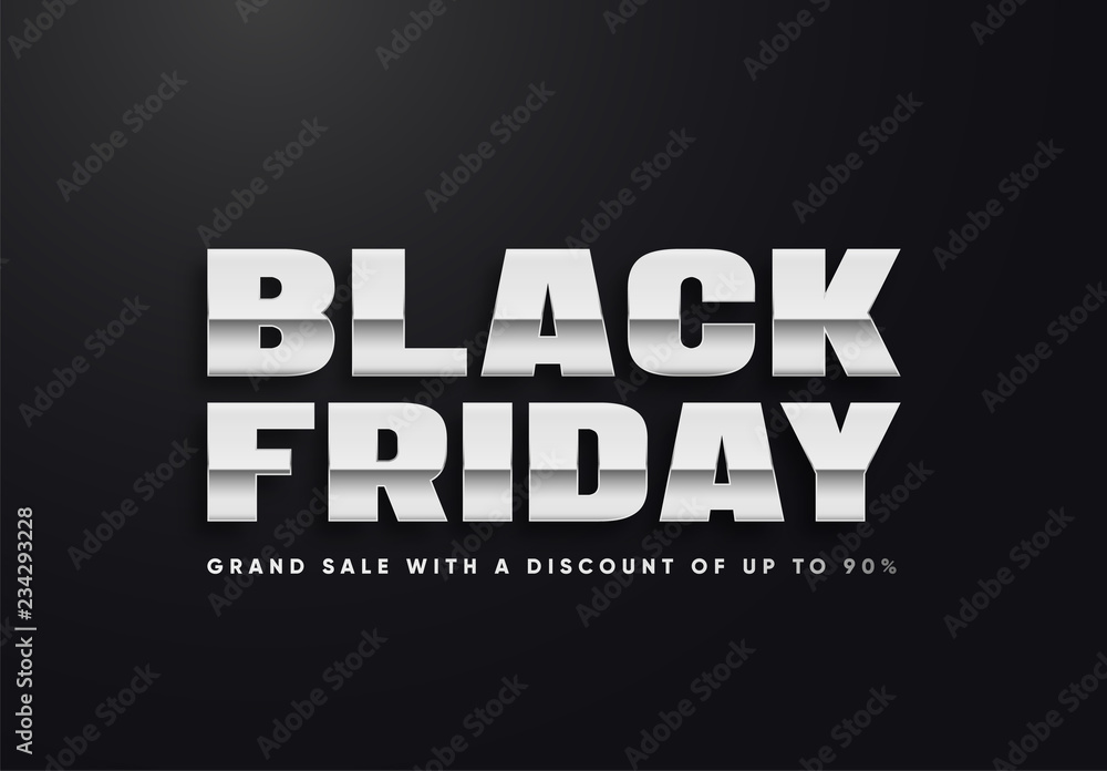 Fototapeta premium Black Friday silver sale vector illustration