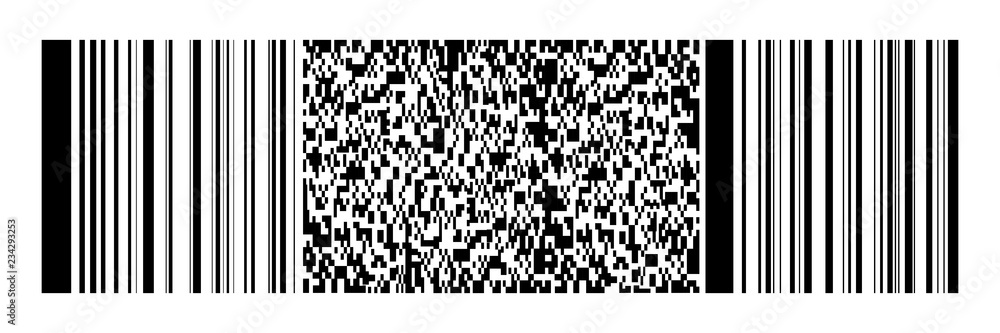 horizontal black bar code and qr code on white for pattern,background and design,vector illustration horizontal black bar code and qr code on white for pattern,background and design,vector illustration