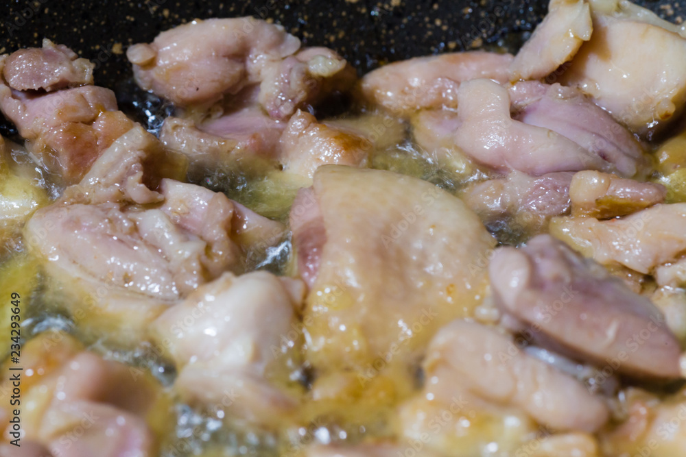 Chicken pieces boiling Chicken pieces boiling
