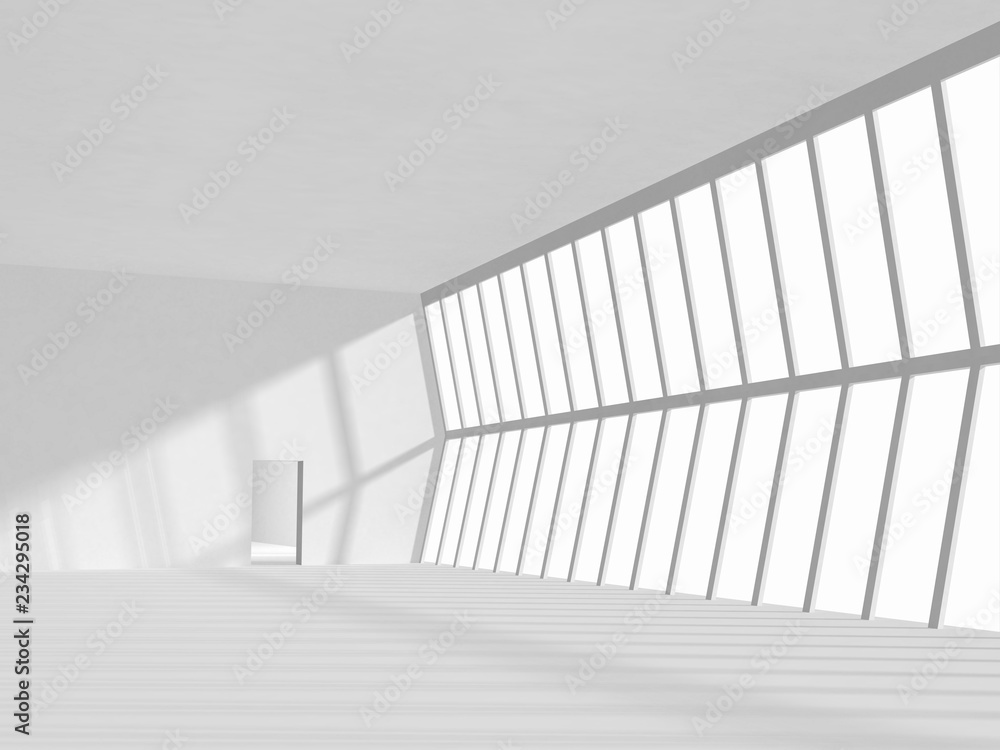 empty white toned corridor in modern building, 3D rendering empty white toned corridor in modern building, 3D rendering