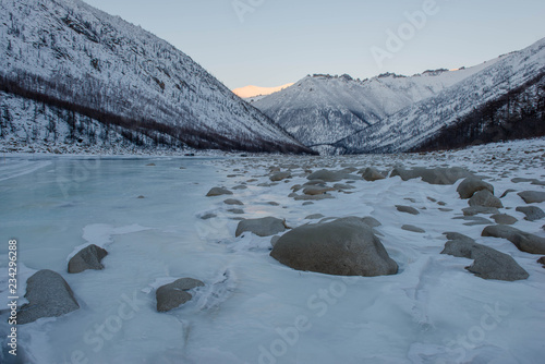 Canvas Print A hinder is a road, the operation of which is possible only in winter conditions, with sub-zero temperatures
