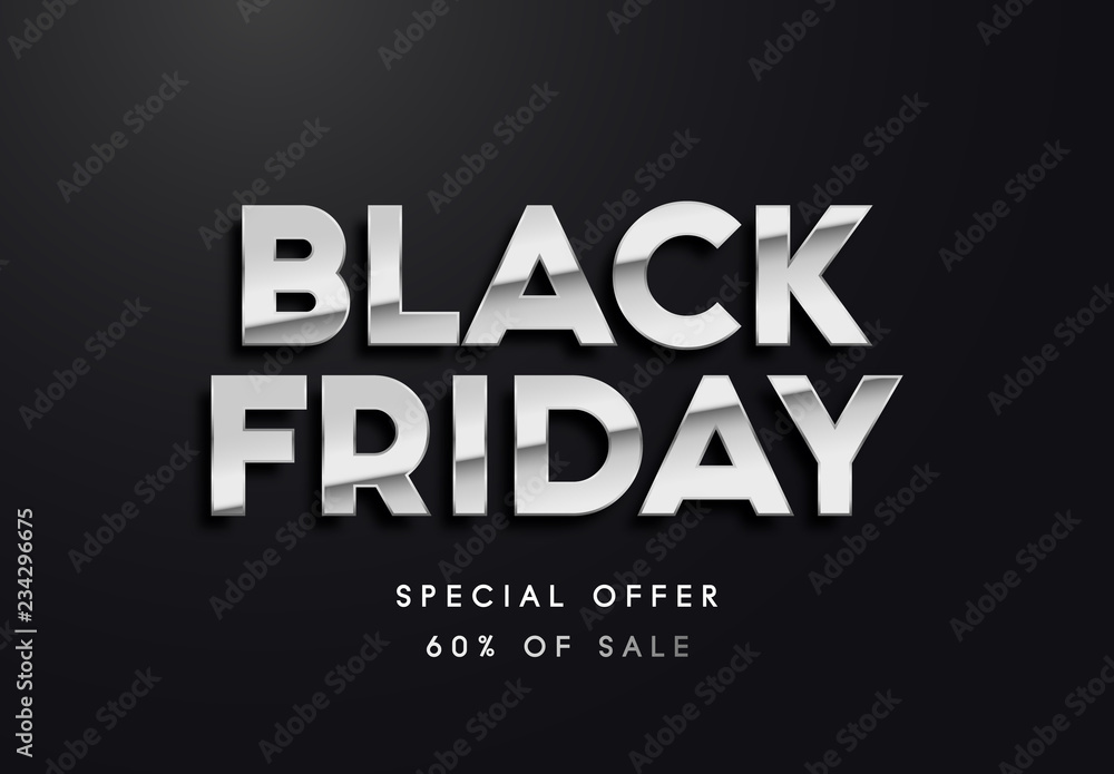 Black Friday silver sale vector illustration