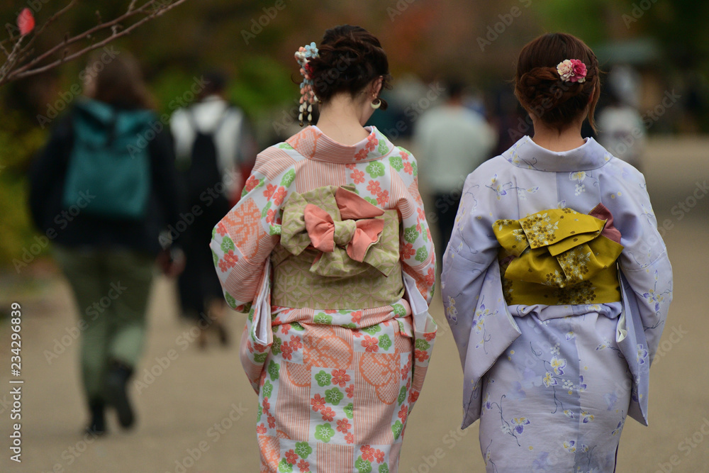 和服を着た旅行客の後ろ姿 和服を着た旅行客の後ろ姿
