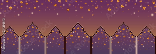 panorama backdrop,pattern thai style on red and blue background,wallpaper and golden flower repetition with copy space isolated and floating on dark background for decorative wall temple of thailand