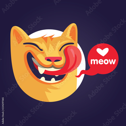 Happy cat muzzle with tongue