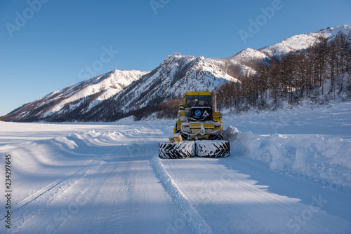 A hinder is a road, the operation of which is possible only in winter conditions, with sub-zero temperatures. Republic of Sakha / Yakutia /, Russia.