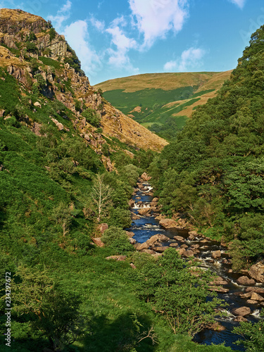 Upper River Towy Valley. Taken off the beaten track from just below Llyn Brianne, the Dinas RSPB reserve is on the right the path of which runs by the river. One of the most picturesque parts of Wales photo