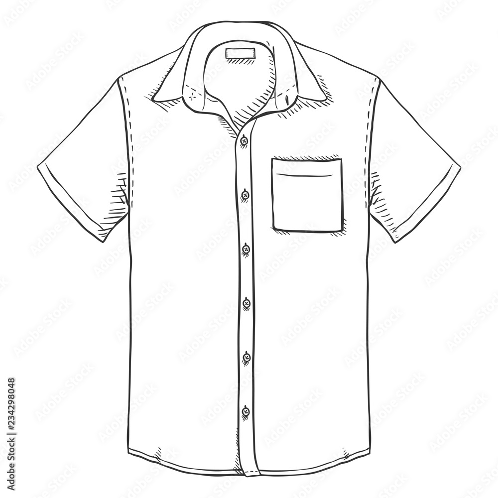 Vector Sketch Short Sleeve Men Shirt Stock Vector | Adobe Stock