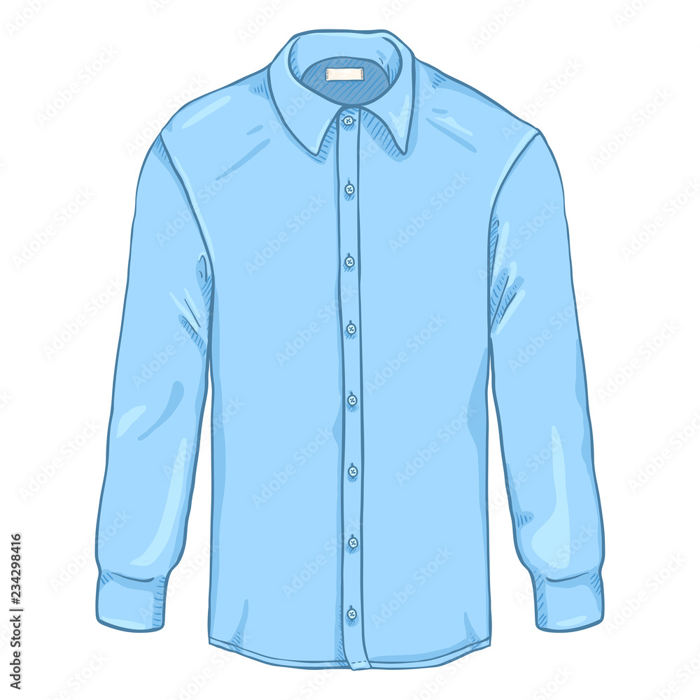 Vector Cartoon Long Sleeve Blue Classic Men Shirt Stock Vector Adobe