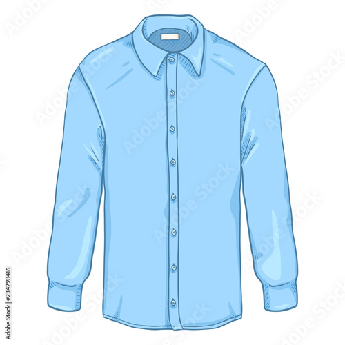 Vector Cartoon Long Sleeve Blue Classic Men Shirt