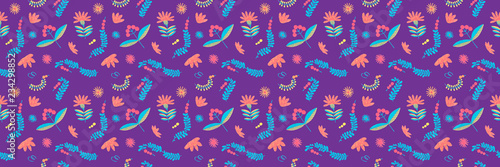 Folklore herbal background seamless flowers pattern.