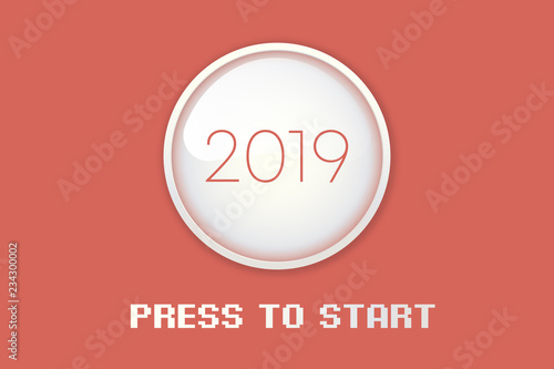 Drücke um 2019 zu starten Button für das Neujahr