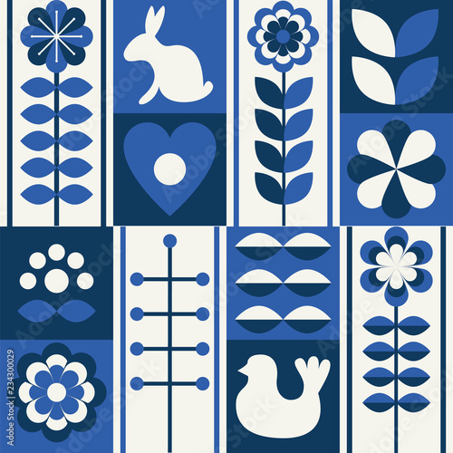 scandinavian folk art style pattern vector set