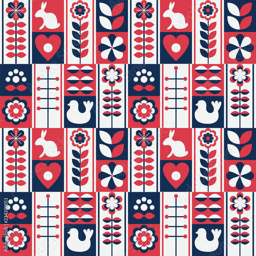 scandinavian folk art style pattern vector set
