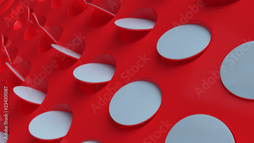 3d render abstract background with a simple geometric pattern from spheres and cylinders