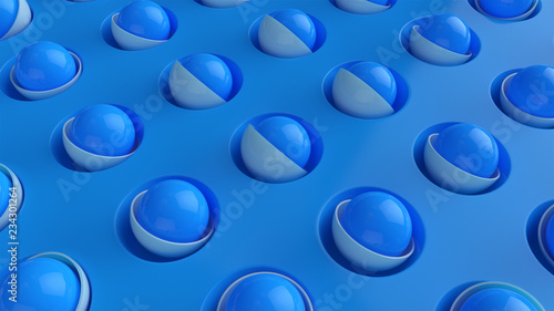 3d render abstract background with a simple geometric pattern from spheres and cylinders