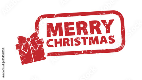 Stempel - Merry Christmas - rotes Geschenk