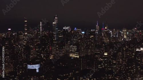 Aerial VIew New York City Night Helicopter