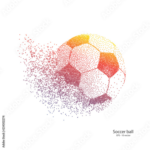 Dots Soccer Ball .Explosive Football . Vector sport illustration of flying soccer ball