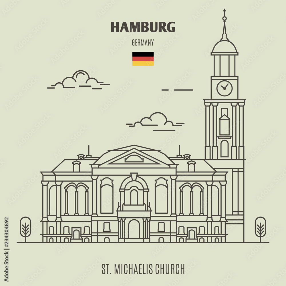 St. Michaelis Church in Hamburg, Germany. Landmark icon