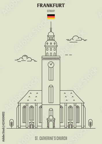 St. Catherine's Church in Frankfurt, Germany. Landmark icon