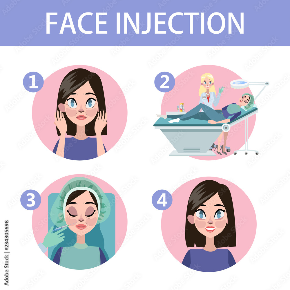 Woman with aging wrinkle make injection for beauty. Woman with aging wrinkle make injection for beauty.
