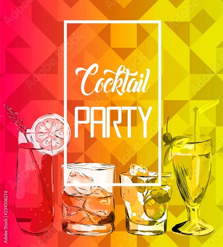 Cocktail Party vector illustration.
