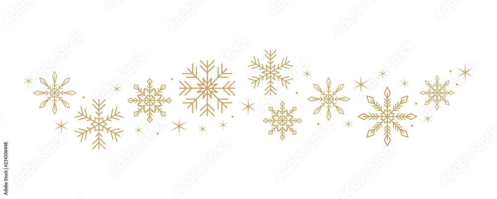 snowflakes and stars border isolated on white background vector illustration EPS10 - obrazy, fototapety, plakaty 