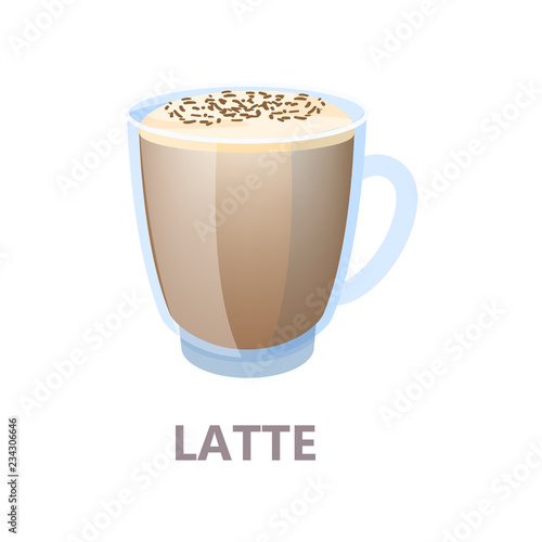 Glass of the latte coffee. Brown drink