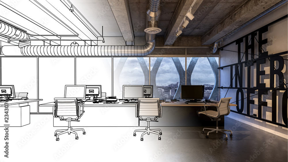 Office interior concept 3D model Office interior concept 3D model