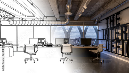 Office interior concept 3D model © XtravaganT