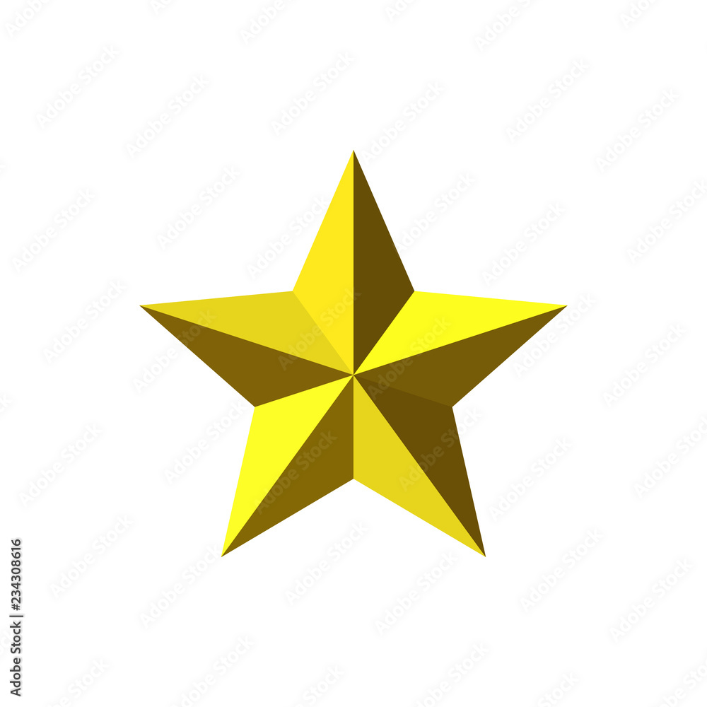Obraz premium Beautiful five-pointed faceted shiny gold metal star
