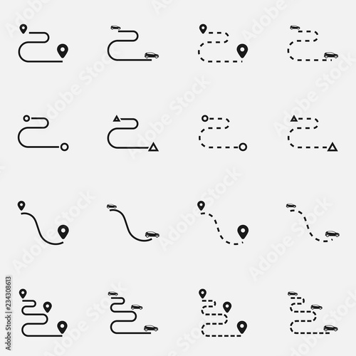 Set of location flat vector icons. Pin point illustration.