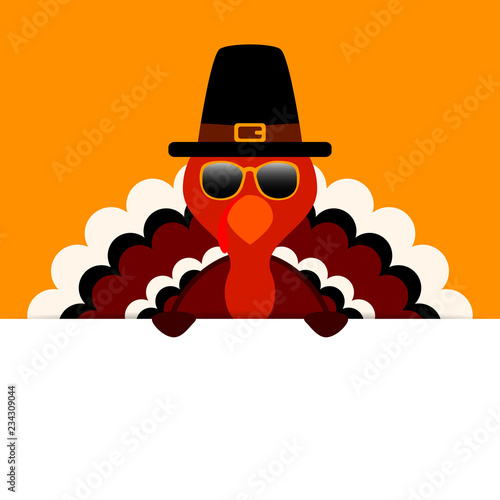 Thanksgiving Turkey Sunglasses Pilgrim Horizontal Banner