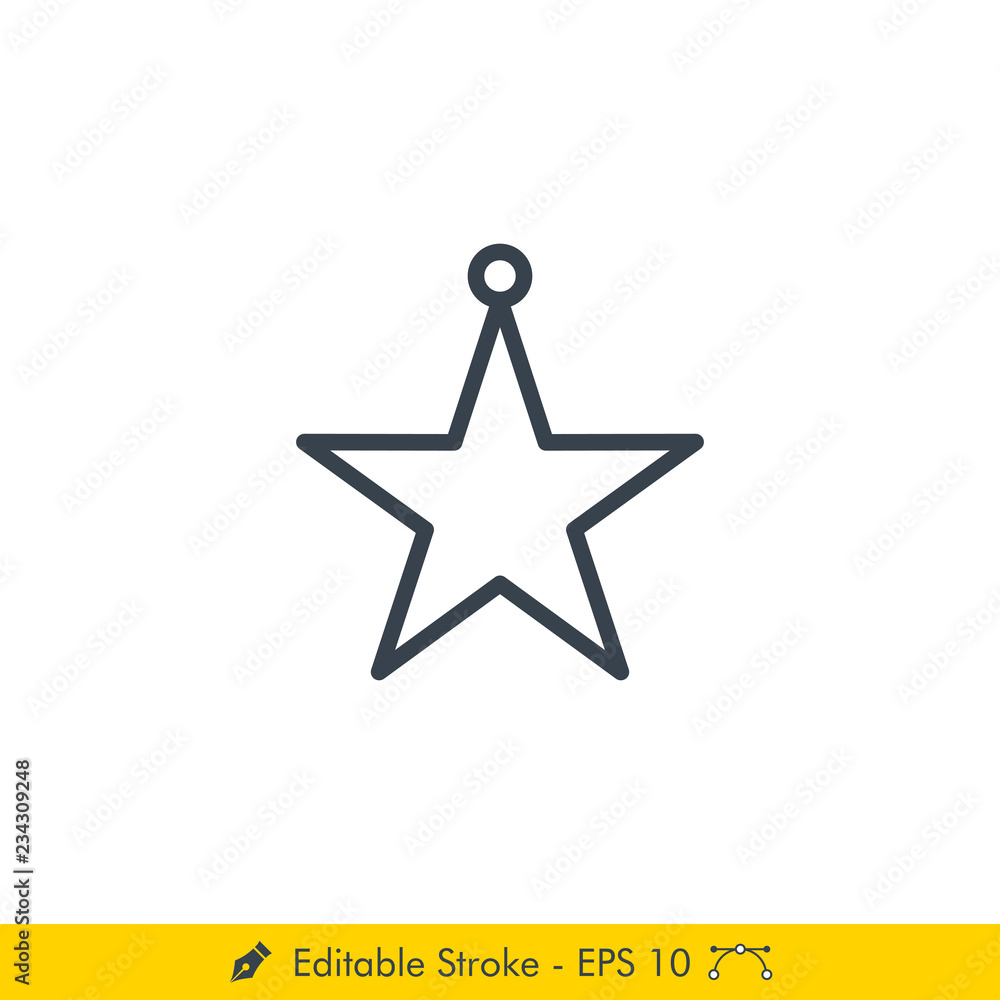 Simple Christmas Star Icon / Vector - In Line / Stroke Design Simple Christmas Star Icon / Vector - In Line / Stroke Design