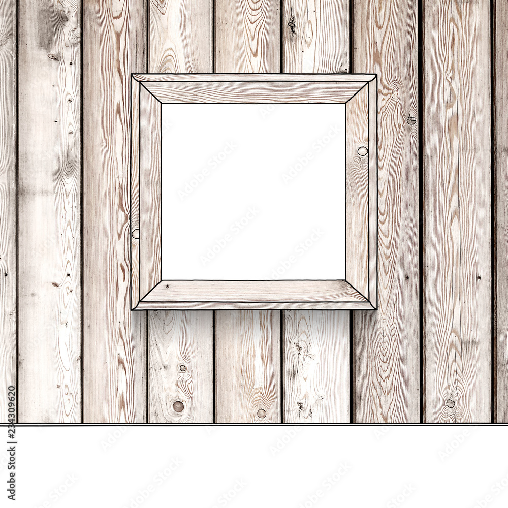 Sketch illustration drawing of square blank picture frame on ...