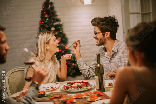 Friends celebrating Christm...