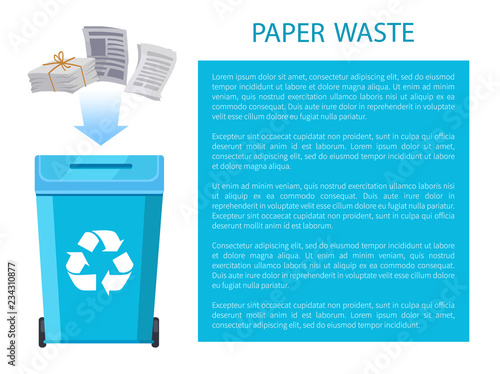 Paper Waste Poster with Info Vector Illustration