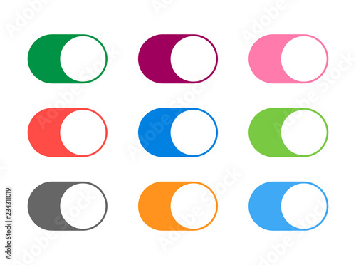 Modern flat set buttons switch toogle. 12x vector buttons