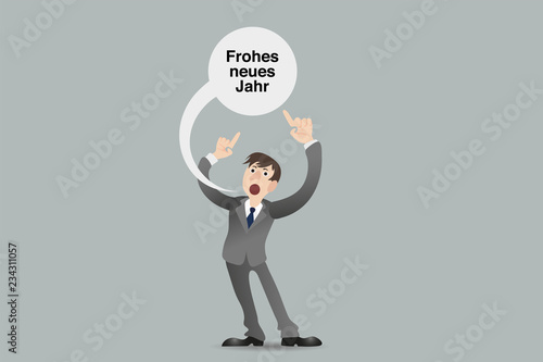 Cartoon Mann im Anzug - Frohes neues Jahr