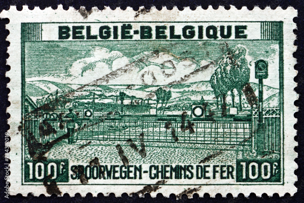 Postage stamp Belgium 1947 Railway Crossing