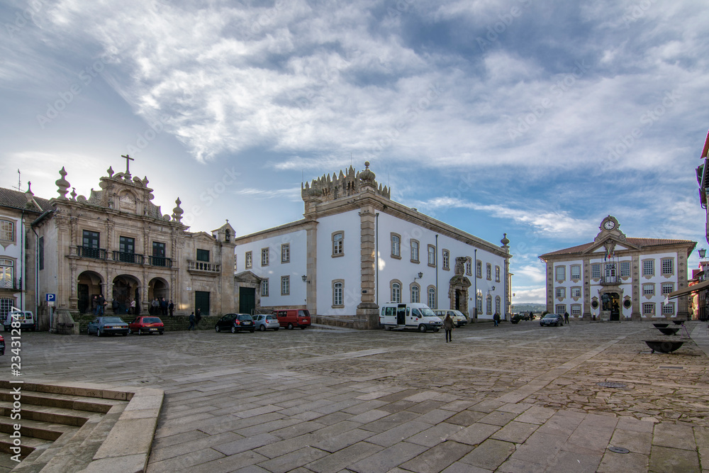 Town hall on the central square in Chaves, Portugal