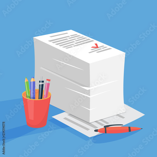 Stack of paper document with stamp on them