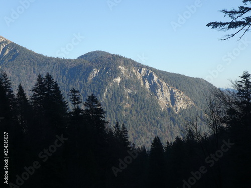 summit rock panorama landscape of the mountains in bavaria europe in winter 