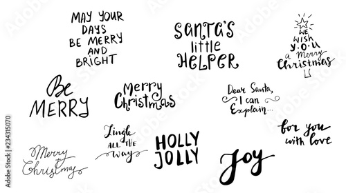 Set of Christmas lettering handwritten