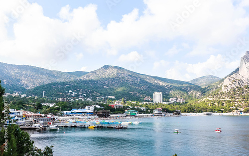 Beautiful scenic view. Beautiful landscape. Mountains and the Black Sea, Crimea, Novyy Svet. photo