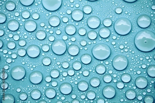 drops water on blue background