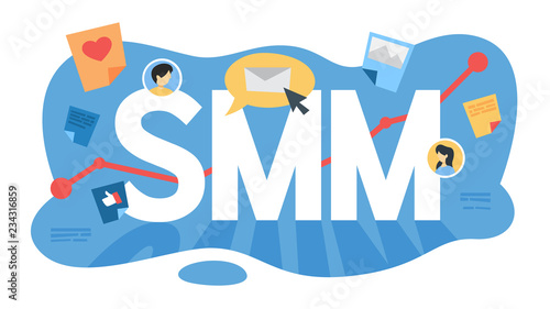 SMM social media marketing concept. Advertising of business