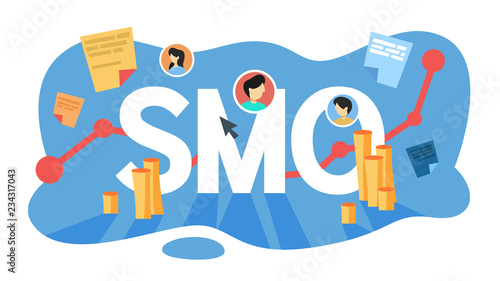 SMO social media optimization concept. Advertising in the internet photo