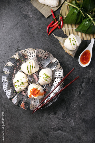 Photography Chinese style dumplings with chives